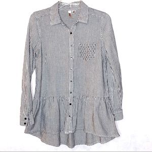 Route 66 Striped Button Down Top Small